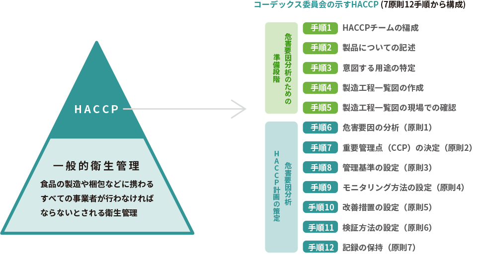 コーデックス委員会の示すHACCP (7原則12手順から構成)