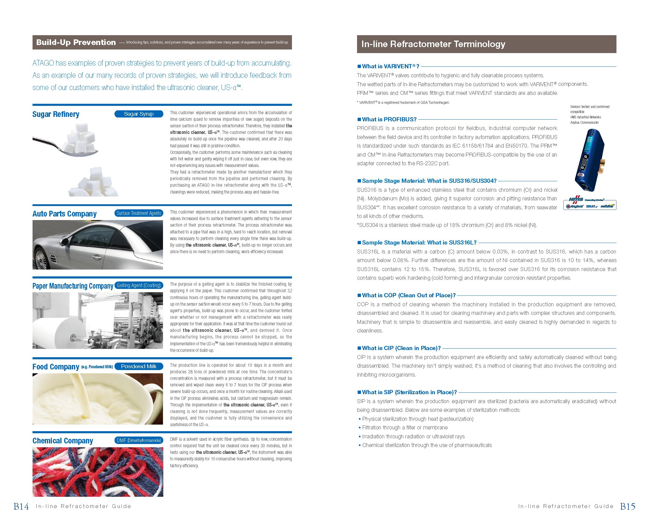 Build-Up Prevention / In-line Refractometer Terminology